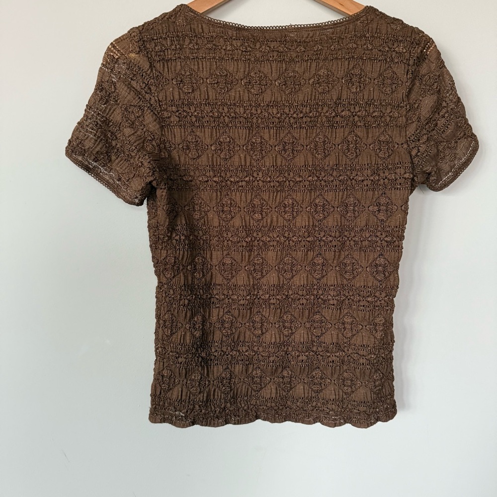 Vintage Brown Textured Blouse - Picture 7 of 12